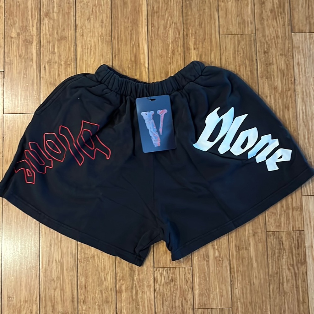 Vlone Lifestyle Logo Cotton Shorts  - Black